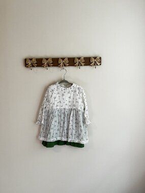 The Oaks Girls Size 4 Floral Dress with Green Layered Skirt